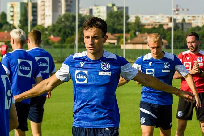 Roman Čerepkai na piatkovom tréningu národného tímu do 21 rokov.