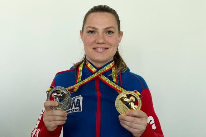 Na snímke slovenská reprezentantka v pretláčaní rukou Lucia Debnárová.