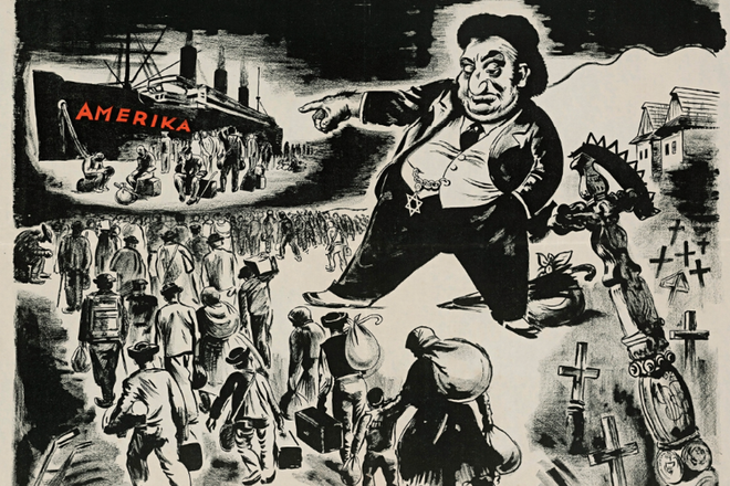 The anti-Jewish poster created in 1942 by Andrej Kováčik that combines both anti-Americanism and anti-Semitism. CLICK TO ENLARGE.