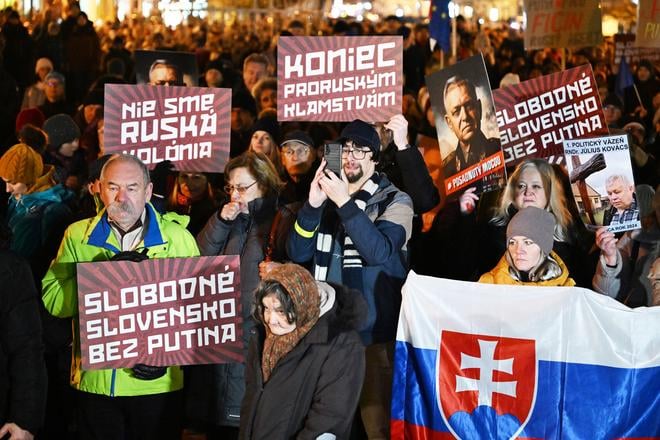 Participants at the “Slovakia is Europe” protest in Košice on Friday, 10 January 2025.