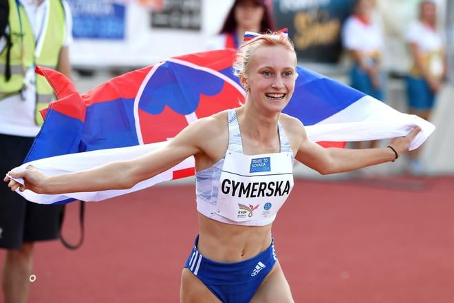Slovenská reprezentantka Lenka Gymerská získala striebornú medailu v behu na 400 m žien na Európskom olympijskom festivale mládeže (EYOF) v Banskej Bystrici. FOTO TASR/SOŠV - Jakub Súkup