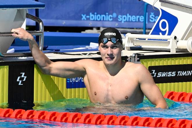 Na snímke Milan Vojtko (Slovensko) v cieli na 200m voľný spôsob počas ME juniorov.
