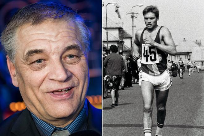 Olympijský šampión z roku 1988 Jozef Pribilinec počas vyhlásenia ankety Športovec roka v roku 2017 a na archívnej snímke z roku 1980 počas chodeckých pretekov v Borskom Mikuláši - koláž denníka Šport.