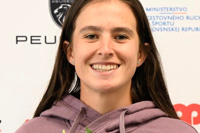 Mia Pohánková počas tlačovej konferencie po príchode z grandslamového turnaja Australian Open v Melbourne, v januári 2025.