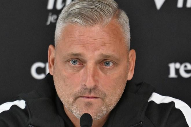 Na snímke tréner Trnavy Michal Ščasný počas tlačovej konferencie pred prvým zápasom 1. predkola Európskej ligy medzi FC Spartak Trnava a BK Häcken.