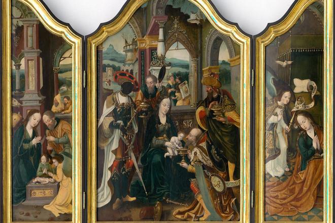 The triptych titled The Adoration of the Three Kings.