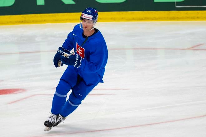 Samuel Kňažko počas tréningu slovenskej reprezentácie pred zápasom na MS2025.