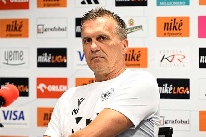 Tréner tímu Zrinjski Mostar Mario Ivankovič počas tlačovej konferencie pred zápasom 2. predkola LM Slovan Bratislava - Zrinjski Mostar.