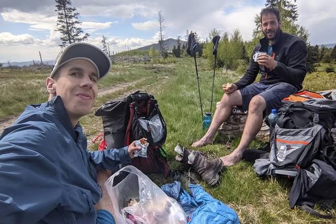 Peter Kvačkay (left) and a friend on the SNP trail