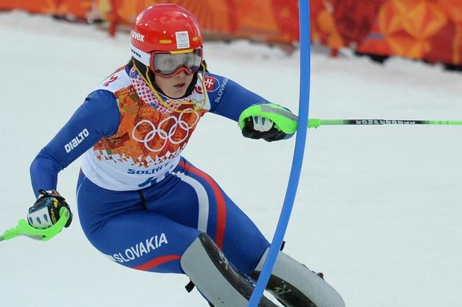 Slovenská lyžiarka Jana Gantnerová počas 1. kola  slalomu žien na XXII. zimných olympijských hrách v Červenej Poľane 21. februára 2014.