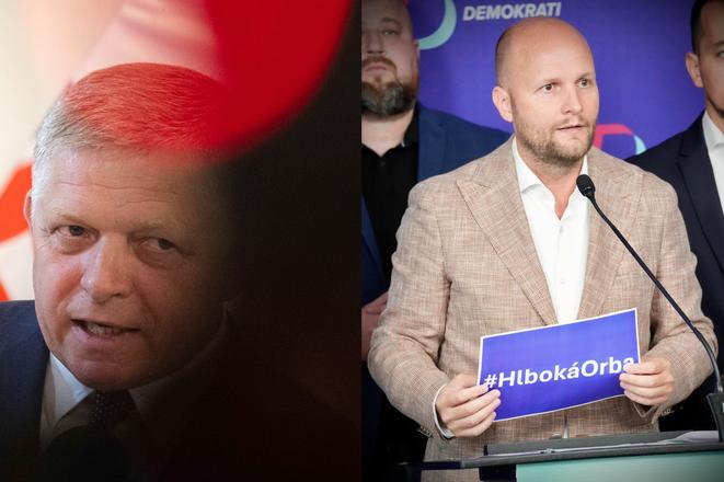PM Robert Fico and Demokrati chair Jaroslav Naď
