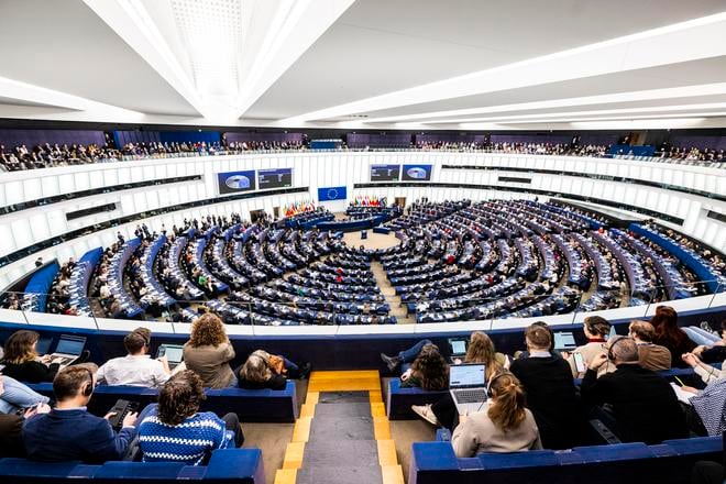 Зал засідань Європейського парламенту (ЄП) 27 листопада 2024 року у Страсбурзі