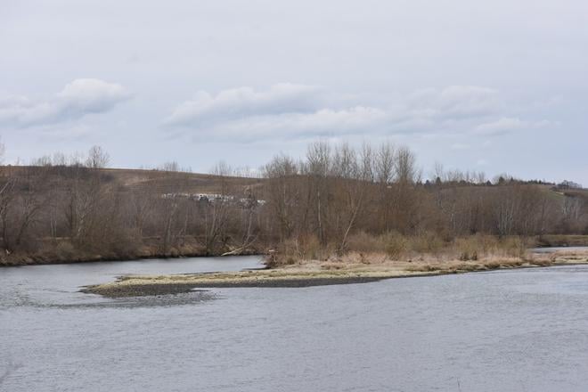 The river Váh in the cadastral area of the village of Šúrovce on Saturday, 20 March 2021.