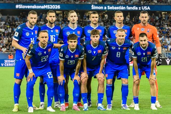 Základná zostava slovenského národného tímu pred zápasom s Nemeckom.