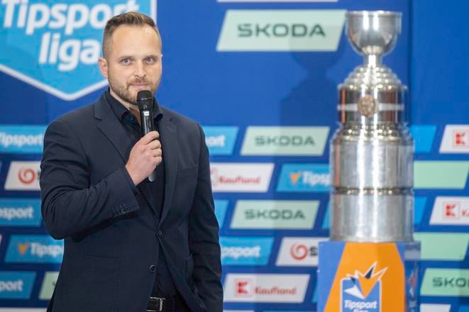 Na snímke člen ligovej rady Rastislav Konečný počas tlačovej konferencie pred začiatkom hokejovej Tipsport ligy 2025/26.