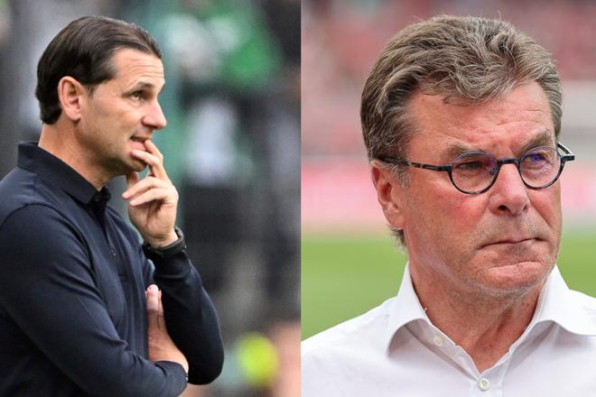 Vyhodení. Vľavo Gerardo Seoane, vpravo dnes už bývalý kouč Bochumu Dieter Hecking,.