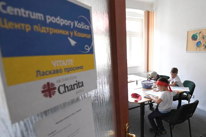 Центр підтримки для переселенців з України у Кошицях.