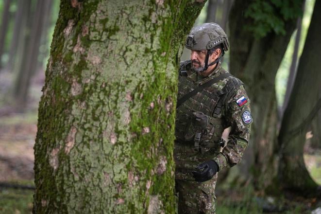 Defence Minister Robert Kaliňák during training at Turecký vrch (Turkey Hill), western Slovakia.