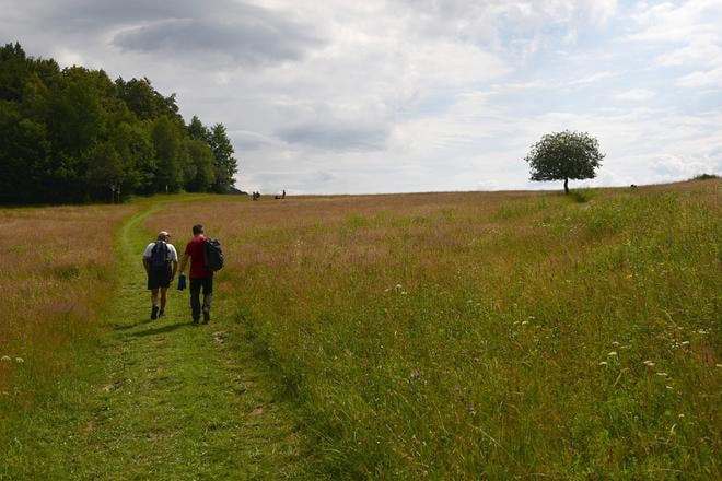 Tourists during a hike to Veľká Rača in Oščadnica.
