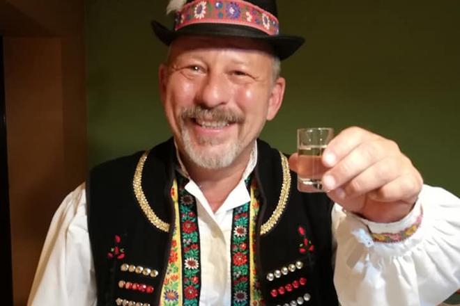 Aart van Veen in traditional Zemplín folk costume.