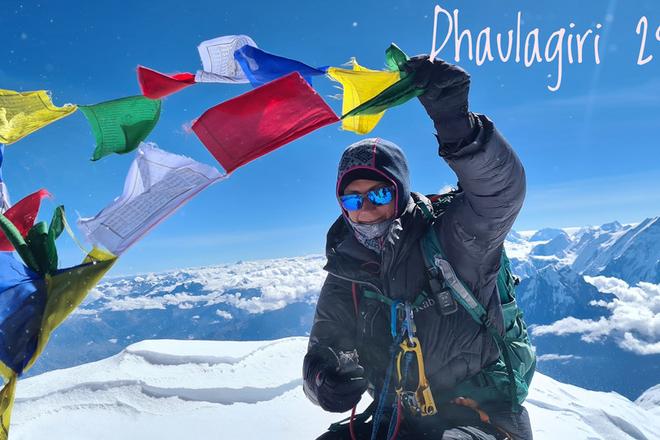 Daniela Murínová na vrchole Dhaulágirí. 