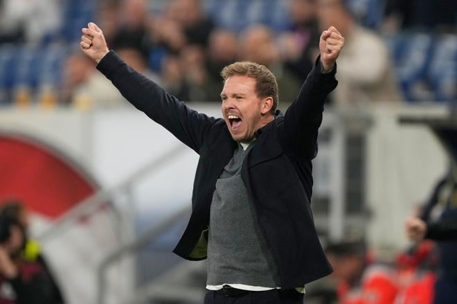 Tréner Nemcov Julian Nagelsmann opäť žiari spokojnosťou.