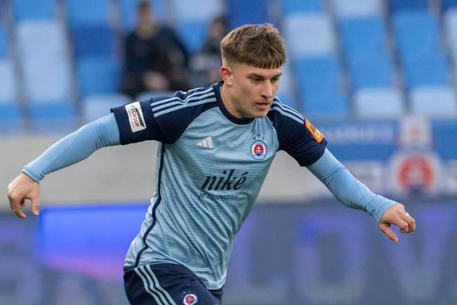 Archívna fotografia -  Rudolf Božík (Slovan)  v 20. kole futbalovej Niké ligy ŠK Slovan Bratislava - FC ViOn Zlaté Moravce - Vráble 18. februára 2024.