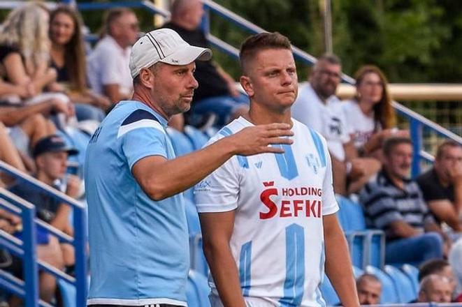 Tréner AC Nitra Miloš Krško (vľavo) a najlepší strelec Matúš Paukner.