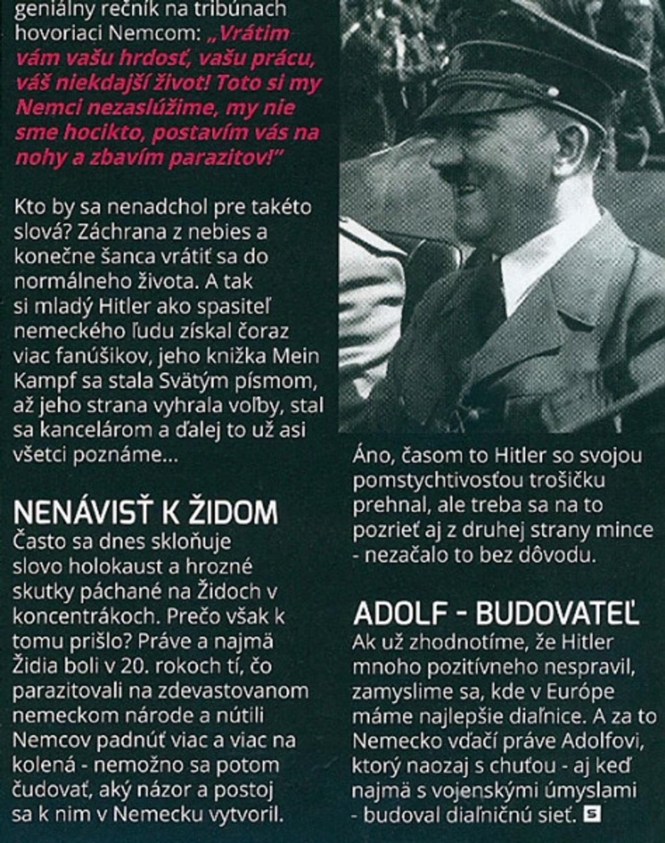 Autor článku vykreslil Hitlera ako spasiteľa