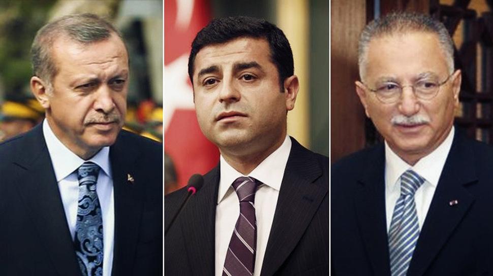 Najhorúcejší kandidáti na post tureckého prezidenta: (zľava) Recep Tayyip Erdoğan, Selahattin Demirtaş a Ekmeleddin İhsanoğlu.