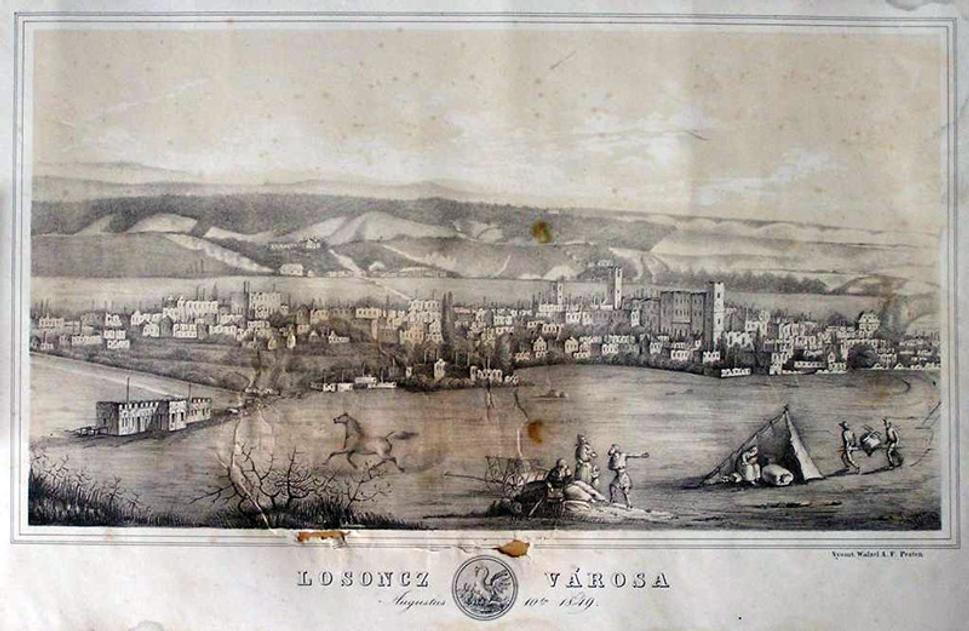Lučenec po vypálení v roku 1849