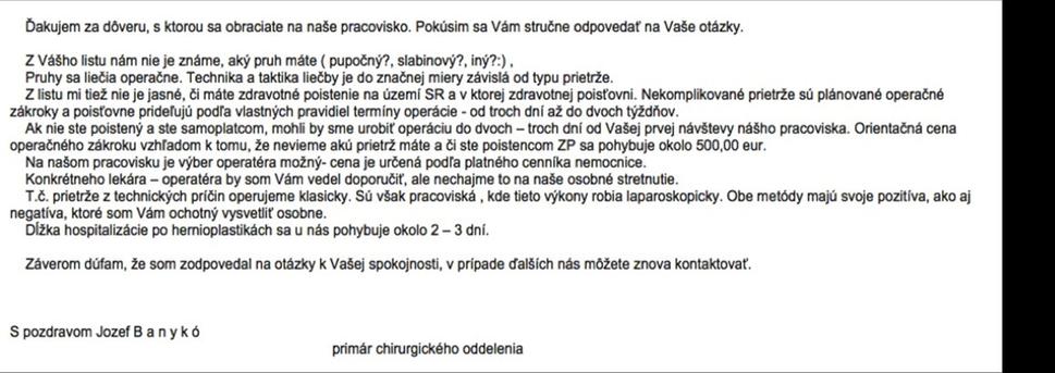 Odpovedˇ MUDr. Jozefa Banyko na TIS mystery email
