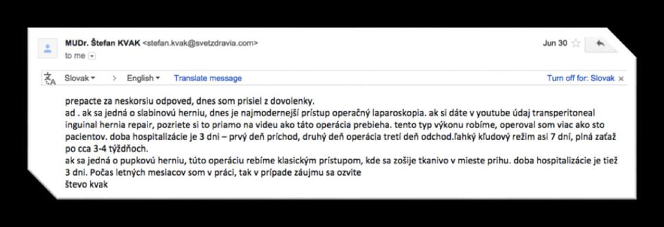 Odpoveď MUDr. Štefana Kvaka na TIS email