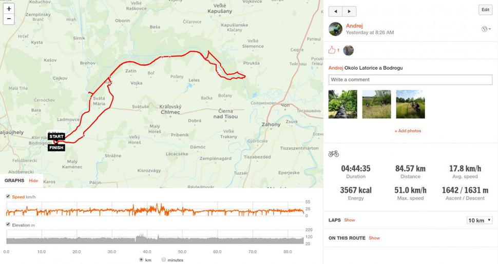 Záznam trasy zo Sports Trackera