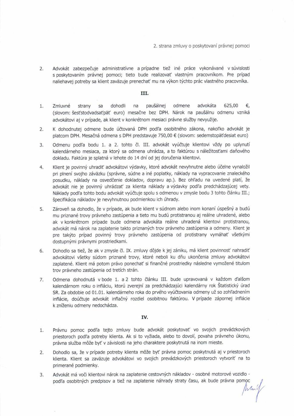 Zmluva o právnej pomoci obec Rosina