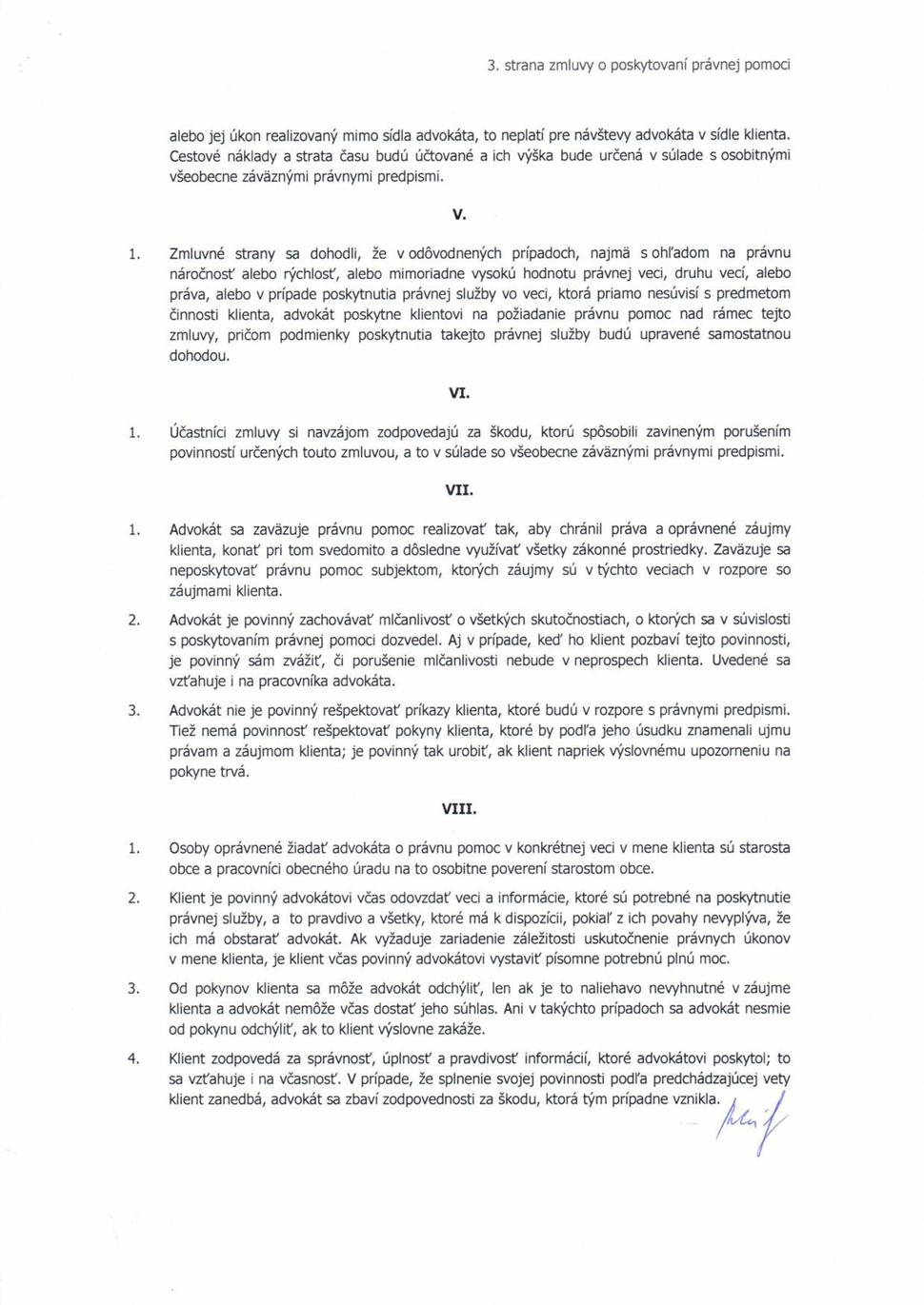 Zmluva o právnej pomoci obec Rosina