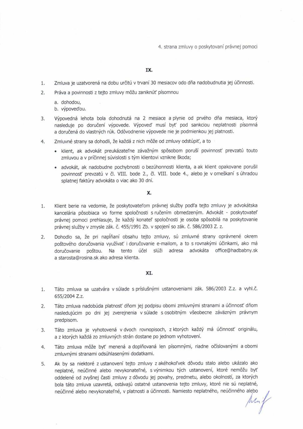 Zmluva o právnej pomoci obec Rosina