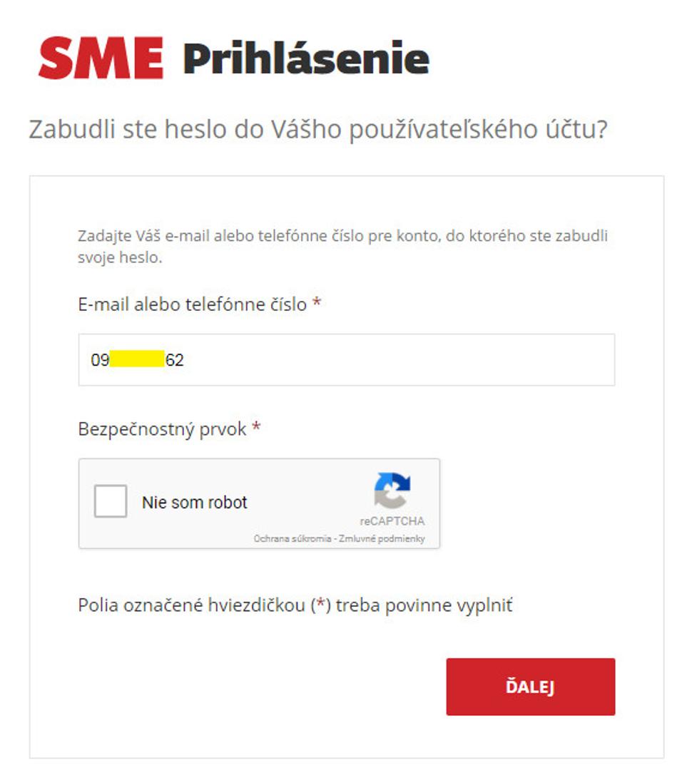 Zadanie tel. čísla