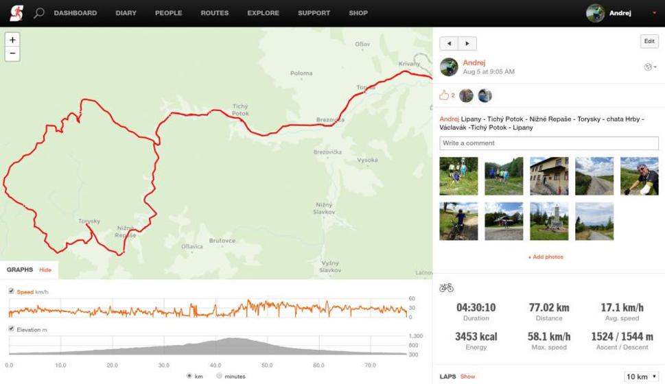 Záznam trasy zo Sports Trackera
