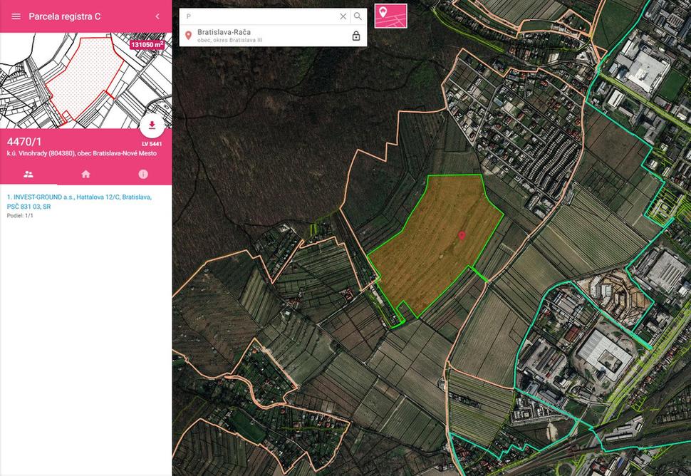 Mapka predmetného územia (zdroj: https://zbgis.skgeodesy.sk/)