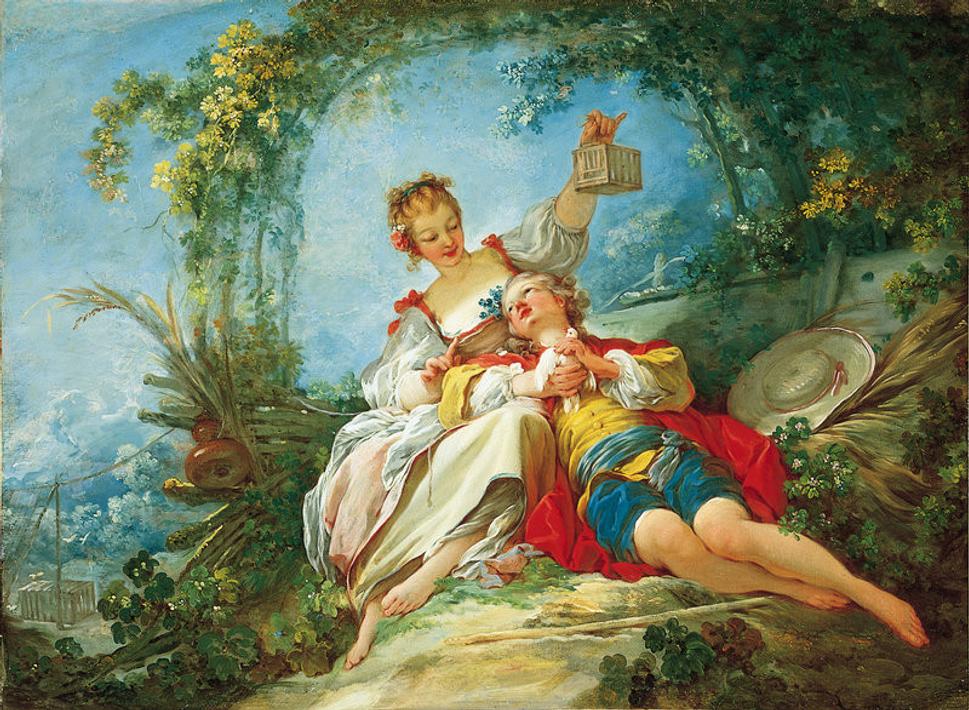 Štastní milenci (Happy Lovers, 1760 – 65), Jean-Honoré Fragonard. Jedno z asi 800 diel, ktoré od Duveena kúpil americký zberateľ Norton Simon. Simon väčšinu svojej zbierky rozpredal, ale okolo 130 objektov je aktuálne vystavených v Norton Simon Museum v Kalifornii.