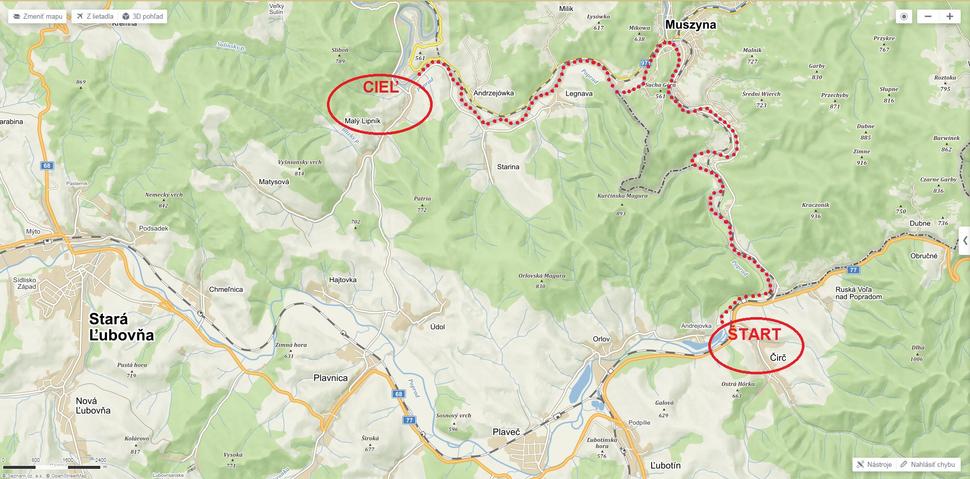 Rieka sa stáča najprv na sever, potom späť na západ.