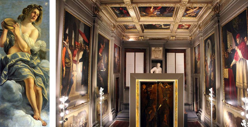 Na objednávku namaľovala pre Michelangela mladšieho na strop do Casa Buonarroti (vpravo) panel s názvom Inclinazione (1615-1616) – uvedený vľavo. Za dielo jej dobre zaplatil a pomohol jej pri budovaní kariéry vo Florencii.