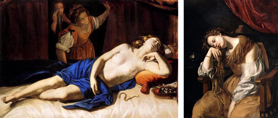 Vľavo: Kleopatra (1633 – 35), vpravo: Kajúcna Magdaléna (okolo r. 1625)