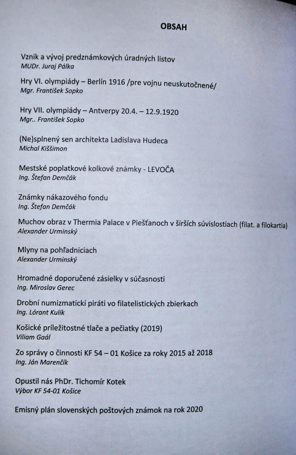 Košice vo filatelii-Obsah