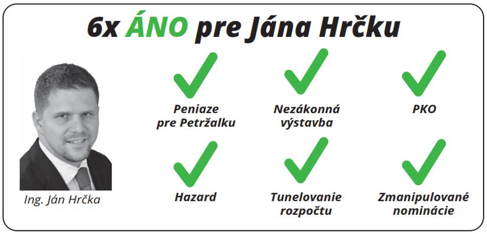 6x ANO pre Jana Hrcku