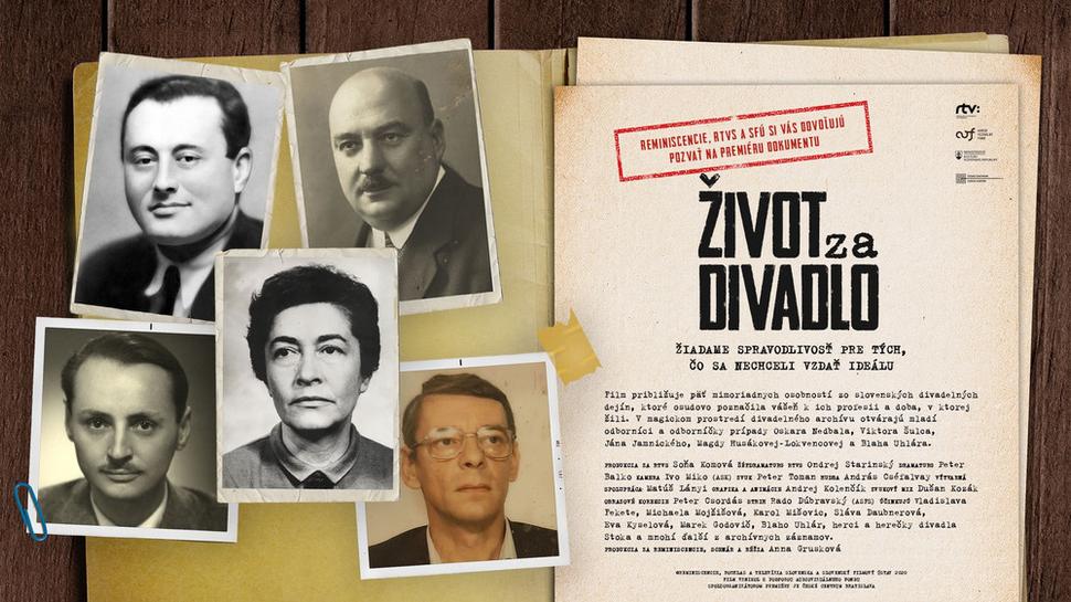 • Pozvánka na projekciu dokumentu Život za divadlo. •