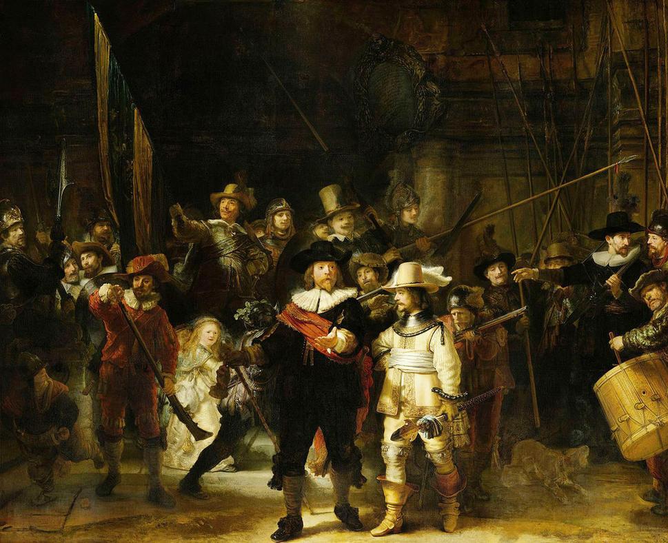 Obraz pôvodne visel v sídle oddielu Kloveniers (Kloveniersdoelen), v roku 1715 ho presunuli do mestskej radnice. V roku 1813 ho dočasne umiestnili do múzea Trippenhuis (dnes Holandská kráľovská akadémia umenia a prírodných vied) a v roku 1885 sa stal stálym exponátom Rijksmuseum, kde visí dodnes. Počas 2. sv. vojny bolo plátno zrolované a uschované v špeciálnom sejfe pre umelecké diela v jaskyniach okolo Maastrichtu.