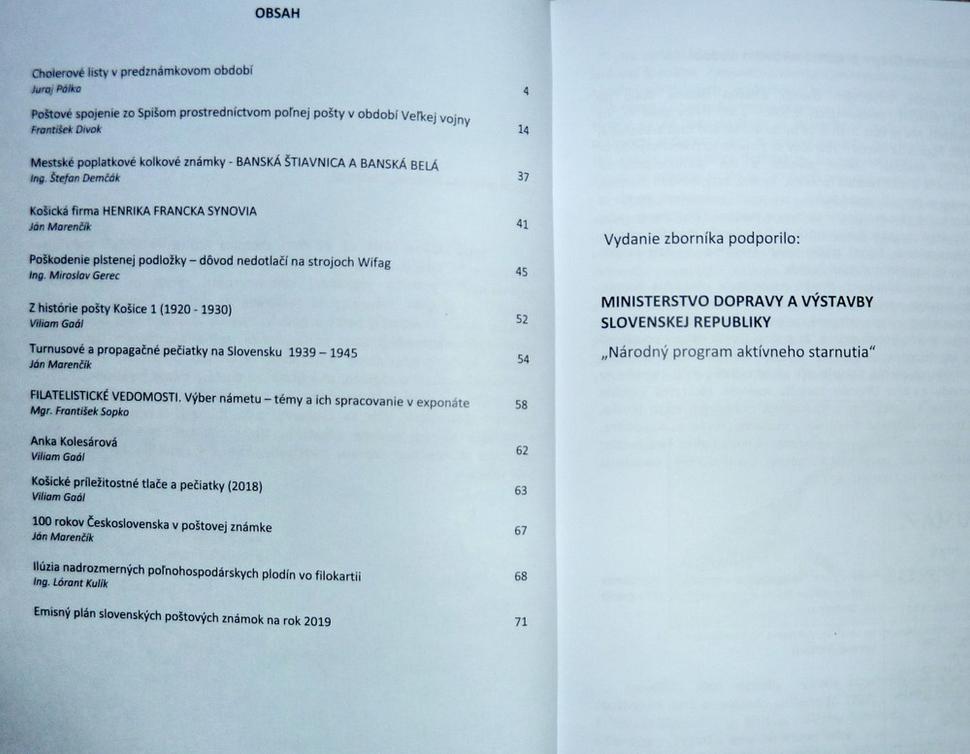 Obsah už ako obvykle aj v roku 2018 bol pestrý.Publikácia vyšla vďaka finančnej podpore Ministrstva dopravy a výstavby.