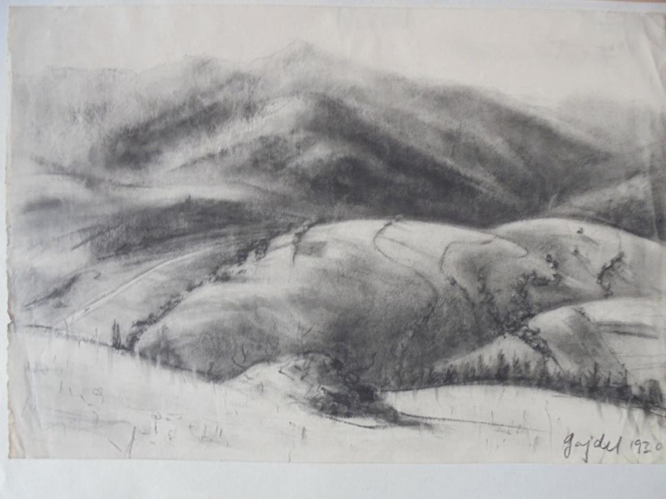 Kató Petrich: Kopce. Uhľokresba. Gajdel, 1930. 22x33 cm